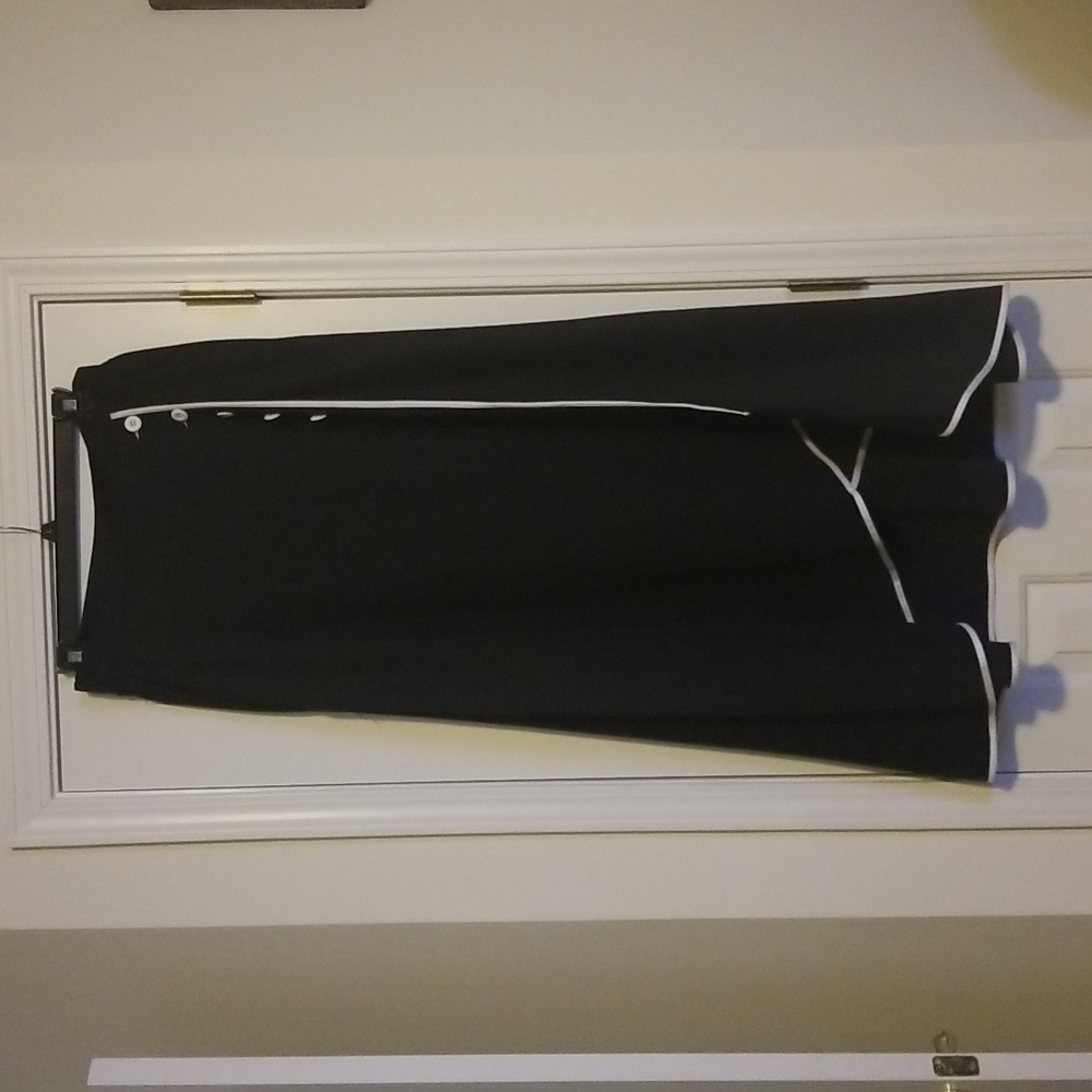 Black Wrap-Style Skirt with White Piping